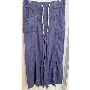 Maeve Anthropologie Linen Blend Drawstring Pants M Light Blue Gray